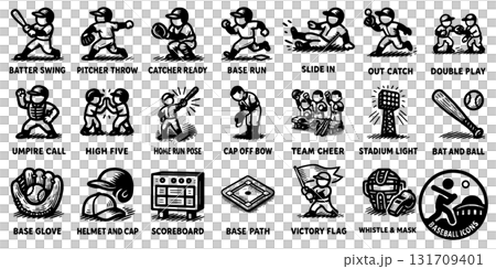 野球アイコンセット、Baseball Icons Collection 131709401