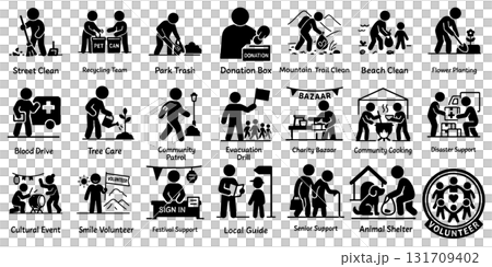 Community volunteer pictogram set 131709402