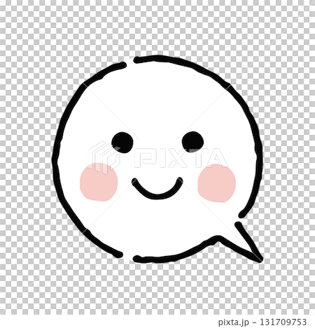笑顔・手描き・白ふきだし 131709753