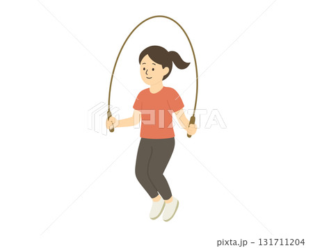 縄跳びをする女性のイラスト 縄跳びをする女性のイラスト 131711204