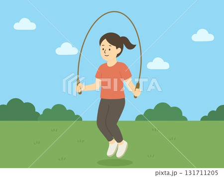 縄跳びをする女性のイラスト 131711205