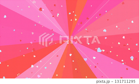 カラフルPOPで可愛い！ドットとハートの注目背景（ピンク、赤） 131711295