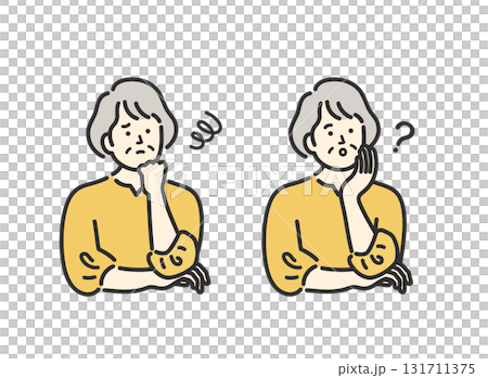 Middle-aged, senior, middle-aged, housewife, women's worries icon illustration Middle-aged, senior, middle-aged, housewife, women's worries icon illustration 131711375