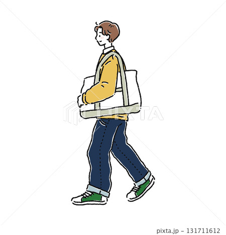 大きなバッグを持って歩く男性/カラー 大きなバッグを持って歩く男性/カラー 131711612