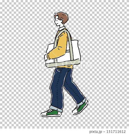 大きなバッグを持って歩く男性/カラー 大きなバッグを持って歩く男性/カラー 131711612