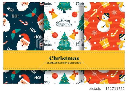 Merry Christmas Seamless Pattern Illustration with Holiday Decoration Elements and Festive Ornaments 131711732
