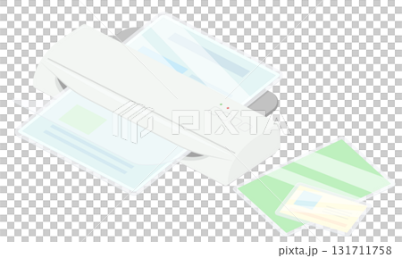 ラミネーターでラミネート加工をするイラスト 131711758