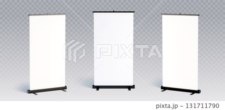 Blank roll up banner mockup displays Blank roll up banner mockup displays 131711790