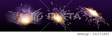 Golden spark weld flashes 131711835