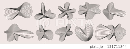 Black amorphous shapes with ripple line patterns 131711844