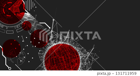 Technological art. Combination of sphere with technological lines and circles in one illustration. Vector. Technological art. Combination of sphere with technological lines and circles in one illustration. Vector. 131711959