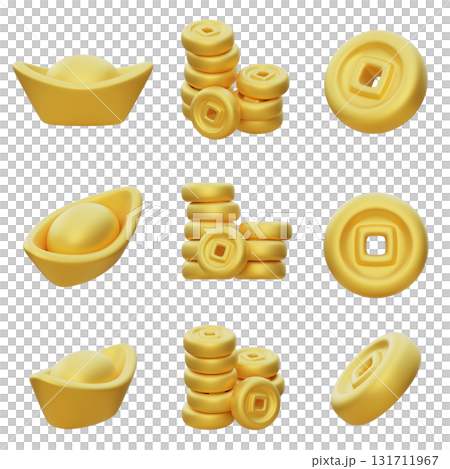 Asia Gold Coin 3D Icon Set 131711967