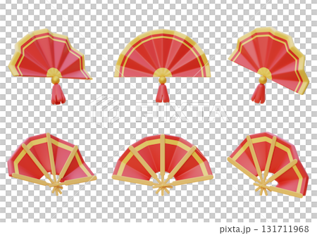 Asia Oriental Fan 3D Icon Set Asia Oriental Fan 3D Icon Set 131711968