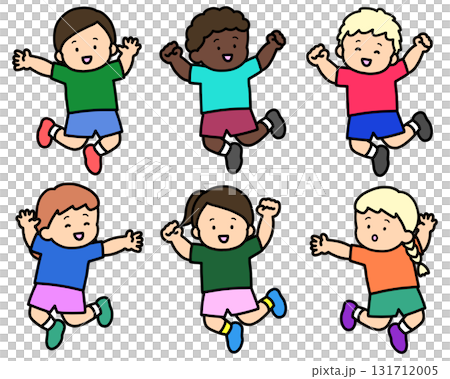 Smiling children jumping, 6 boys and 6 girls Smiling children jumping, 6 boys and 6 girls 131712005
