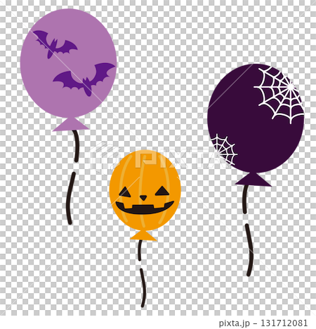 ハロウィンのかわいい風船イラスト素材 131712081