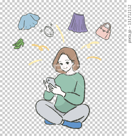 Woman A doing online shopping on her smartphone 131712112