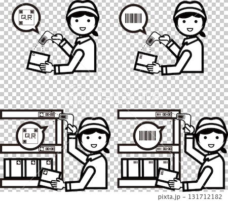 コードを読み取る作業員 コードを読み取る作業員 131712182