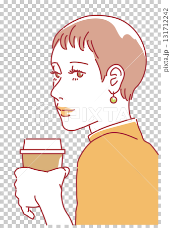 Woman holding a paper cup of coffee Woman holding a paper cup of coffee 131712242
