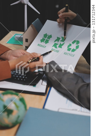 Accounting company provide finance and taxation planning for profitable cash flow, Auditor and accountant team working in office, analyze financial data and accounting record with calculator.Insight 131712344