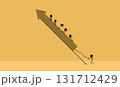 Hand-Drawn Stick Figure Illustration of a Group of People Riding a Rocket, Preparing to Take Off 131712429