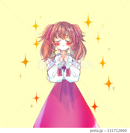 両手を合わせて握りしめるロリータ服の女性　キラキラ 131712660