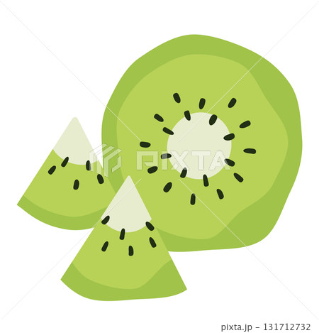 シンプルなキウイフルーツのカットした断面のベクターイラスト 131712732