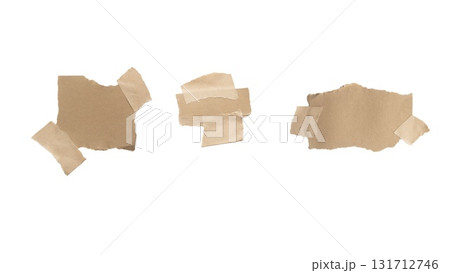 Set of adhesive brown tape isolated on white background. 131712746