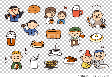 Bakery and people illustration set Bakery and people illustration set 131712786