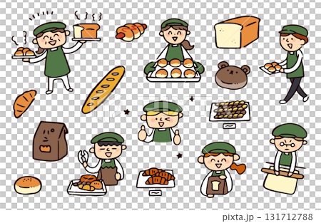 麵包和店員插圖集 131712788