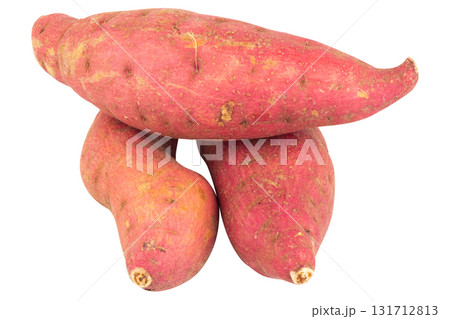 Pile of Japanese sweet potatoes on white background Pile of Japanese sweet potatoes on white background 131712813