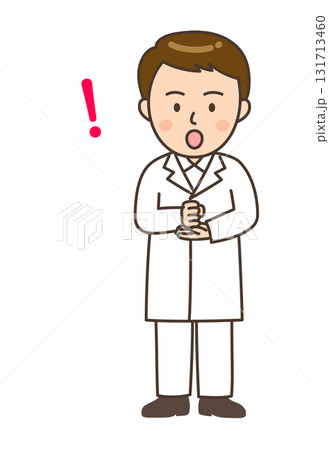 ひらめいて手を打つ若い男性薬剤師のイラスト ひらめいて手を打つ若い男性薬剤師のイラスト 131713460