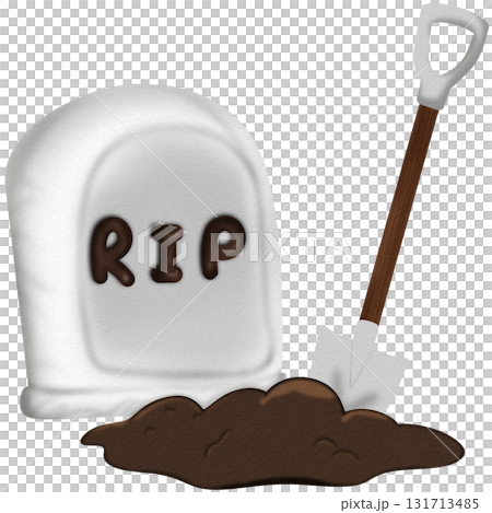 Cartoon Grave with RIP Sign 131713485