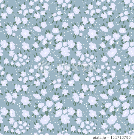 Seamless floral pattern based on traditional folklor art ornaments. Colorful flowers on color background. Scandinavian style. Sweden nordic style. Vector illustration. Simple minimalistic pattern 131713790