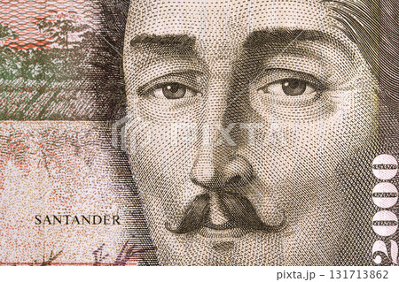Francisco de Paula Santander a closeup portrait from Colombian money Francisco de Paula Santander a closeup portrait from Colombian money 131713862