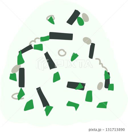 onigiri rice ball japanese food illustration with seaweed and green onion. 131713890