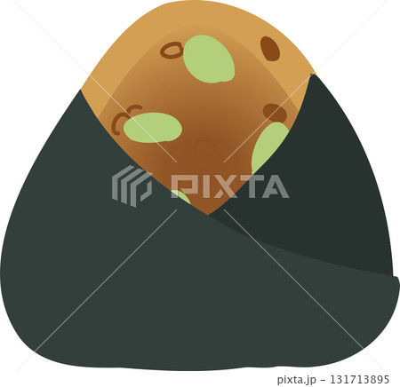 onigiri japanese rice ball with seaweed wrap and edamame beans minimalist asian food design. 131713895