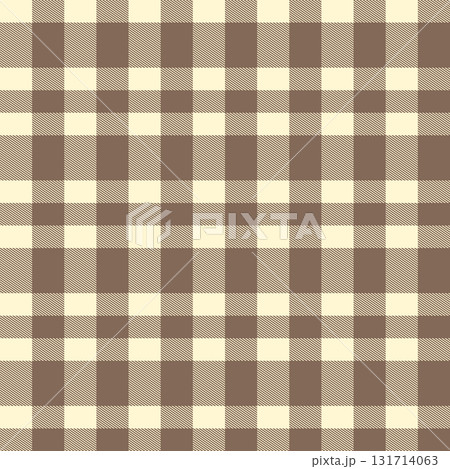 Brown Scotland textile seamless pattern. Fabric texture check tartan plaid. Abstract geometric background for cloth, card, fabric. Monochrome graphic repeating design. Modern squared ornament 131714063