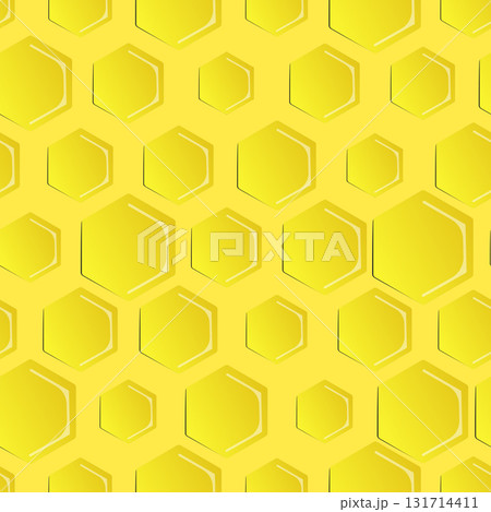 Seamless hexagon pattern with honeycomb. Vector illustration, geometric texture. Design for invitation, cards, textile, fabric. Doodle style 131714411