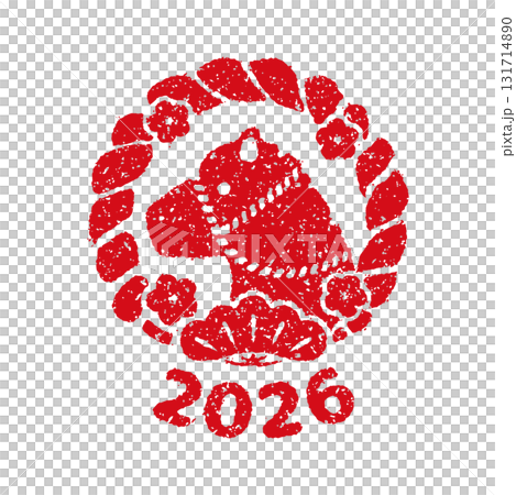 2026 令和8年(午年) 年賀状素材 /  ハンコ(判子) ・スタンプ ベクターイラスト 131714890