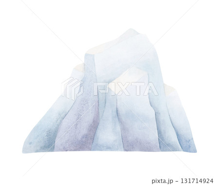 Glacier Ice Mountain. North Sea Arctic landscape element. Watercolor hand drawn illustration with iceberg isolated on white background for winter design Christmas card baby nursery kids holiday print 131714924