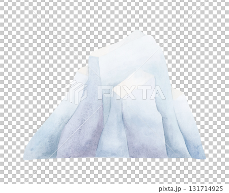 Glacier Ice Mountain. North Sea Arctic landscape element. Watercolor hand drawn illustration with iceberg isolated on white background for winter design Christmas card baby nursery kids holiday print 131714925