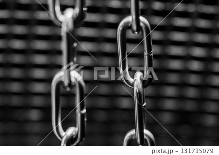 Thick steel chains look heavy 131715079