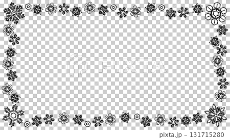 Snowflake hand-drawn black and white frame 131715280