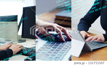 パソコンを使う人々とプログラミングイメージ パソコンを使う人々とプログラミングイメージ 131715307