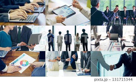 様々なビジネスシーンのコラージュ 様々なビジネスシーンのコラージュ 131715344