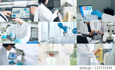 様々な研究開発シーンのコラージュ 様々な研究開発シーンのコラージュ 131715348