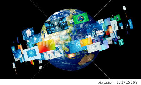 映像コンテンツとグローバルネットワークのコンセプトイメージ 131715368