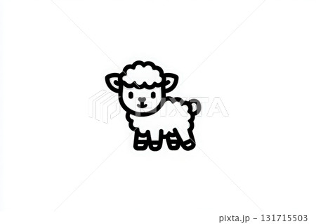 A small cartoon sheep, fluffy and adorable, stands on four legs. It has a cheerful face and is looking at the viewer, conveying a sense of friendliness and warmth. A small cartoon sheep, fluffy and adorable, stands on four legs. It has a cheerful face and is looking at the viewer, conveying a sense of friendliness and warmth. 131715503