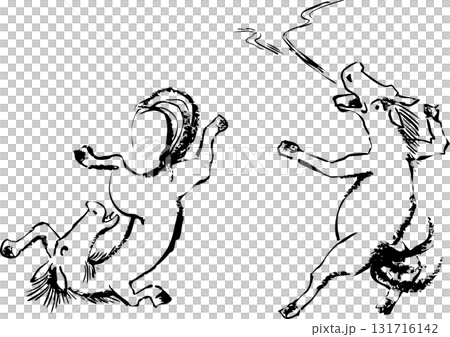 Horse Sumo in the style of Choju Jinbutsu Giga Horse Sumo in the style of Choju Jinbutsu Giga 131716142