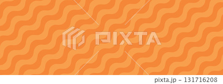 Abstract orange banner flat geometric style. Orange wavy halloween or summer kids horizontal banner, poster, layout and backdrop design template. 131716208